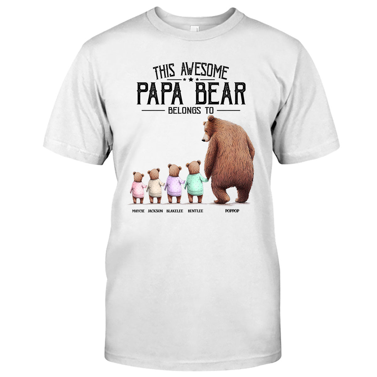 Ce t-shirt et ce sweat à capuche personnalisés « Papa Ours appartient à »