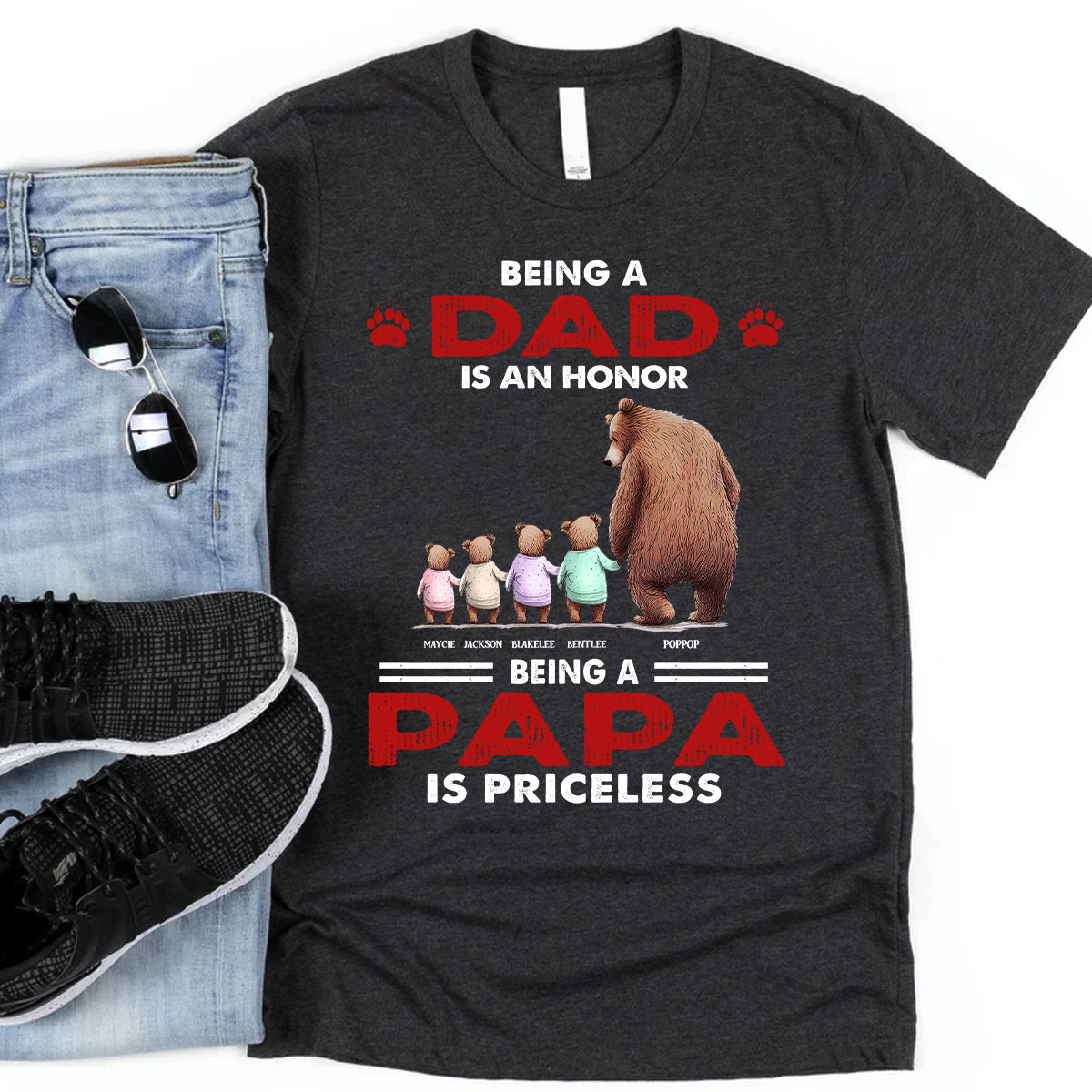 Papa Ours Inestimable - T-shirt et sweat à capuche personnalisés pour la fête des pères - Grand-père