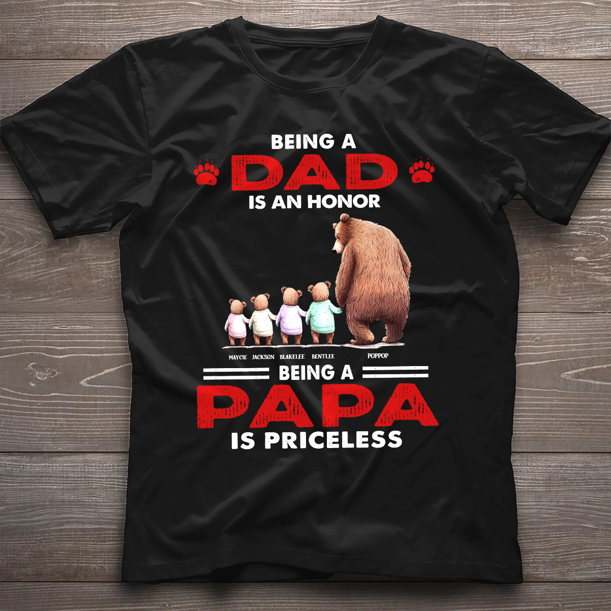 Papa Ours Inestimable - T-shirt et sweat à capuche personnalisés pour la fête des pères - Grand-père