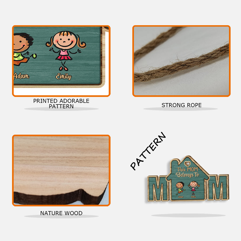 Cette maman appartient à - Panneau en bois personnalisé pour maman