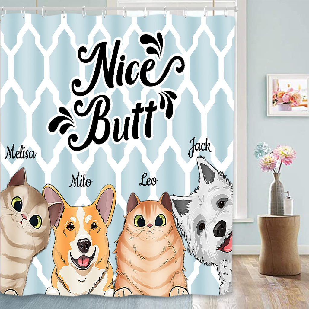 Joli derrière - Cadeau pour amoureux des chiens et des chats - Rideau de douche personnalisé