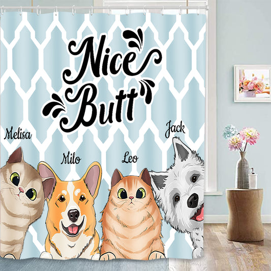 Joli derrière - Cadeau pour amoureux des chiens et des chats - Rideau de douche personnalisé