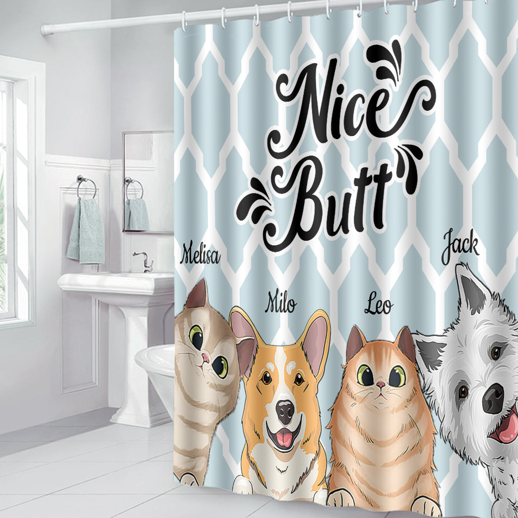 Joli derrière - Cadeau pour amoureux des chiens et des chats - Rideau de douche personnalisé