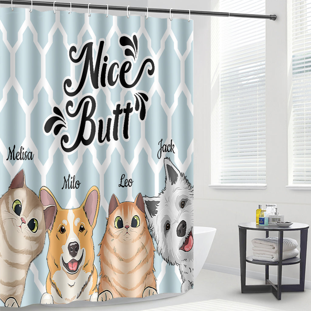 Joli derrière - Cadeau pour amoureux des chiens et des chats - Rideau de douche personnalisé