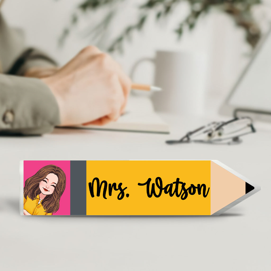 Teacher Name Plaque - Personalized Teacher Custom Shaped Acrylic Plaque