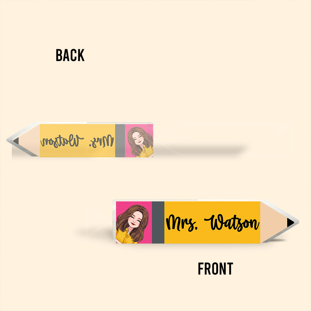 Teacher Name Plaque - Personalized Teacher Custom Shaped Acrylic Plaque