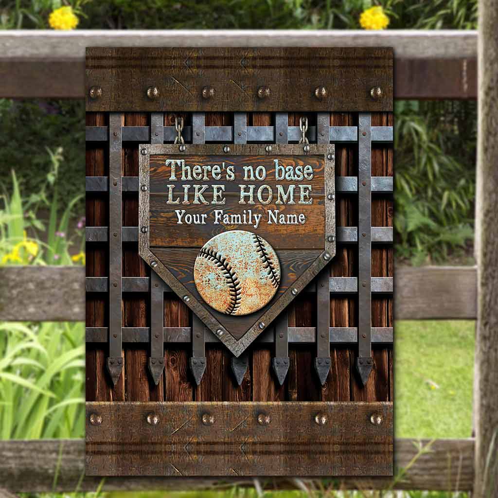 There's No Base Like Home - Baseball Personalized Rectangle Metal Sign