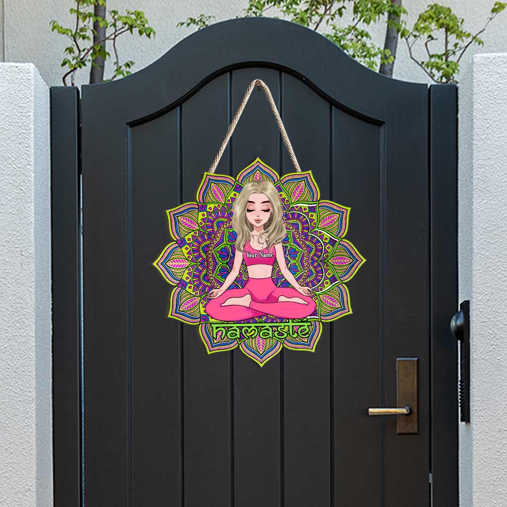 Namaste - Panneau en bois personnalisé pour le yoga