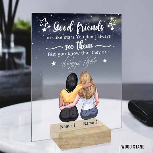 Les bonnes amies sont comme des étoiles - Plaque acrylique transparente personnalisée « Meilleure amie »