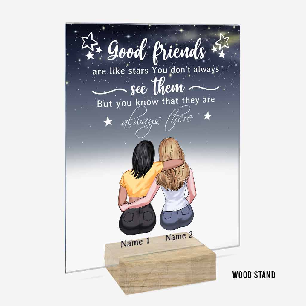 Les bonnes amies sont comme des étoiles - Plaque acrylique transparente personnalisée « Meilleure amie »