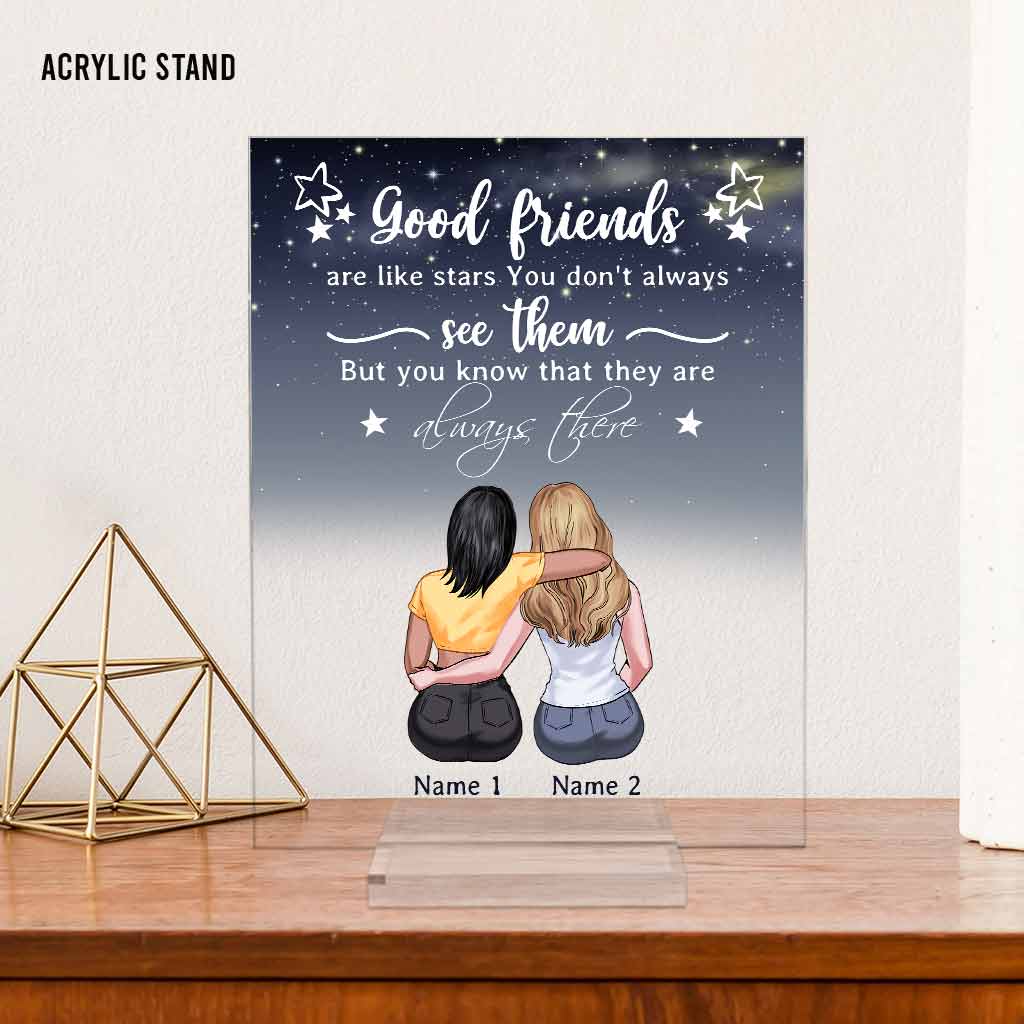Les bonnes amies sont comme des étoiles - Plaque acrylique transparente personnalisée « Meilleure amie »