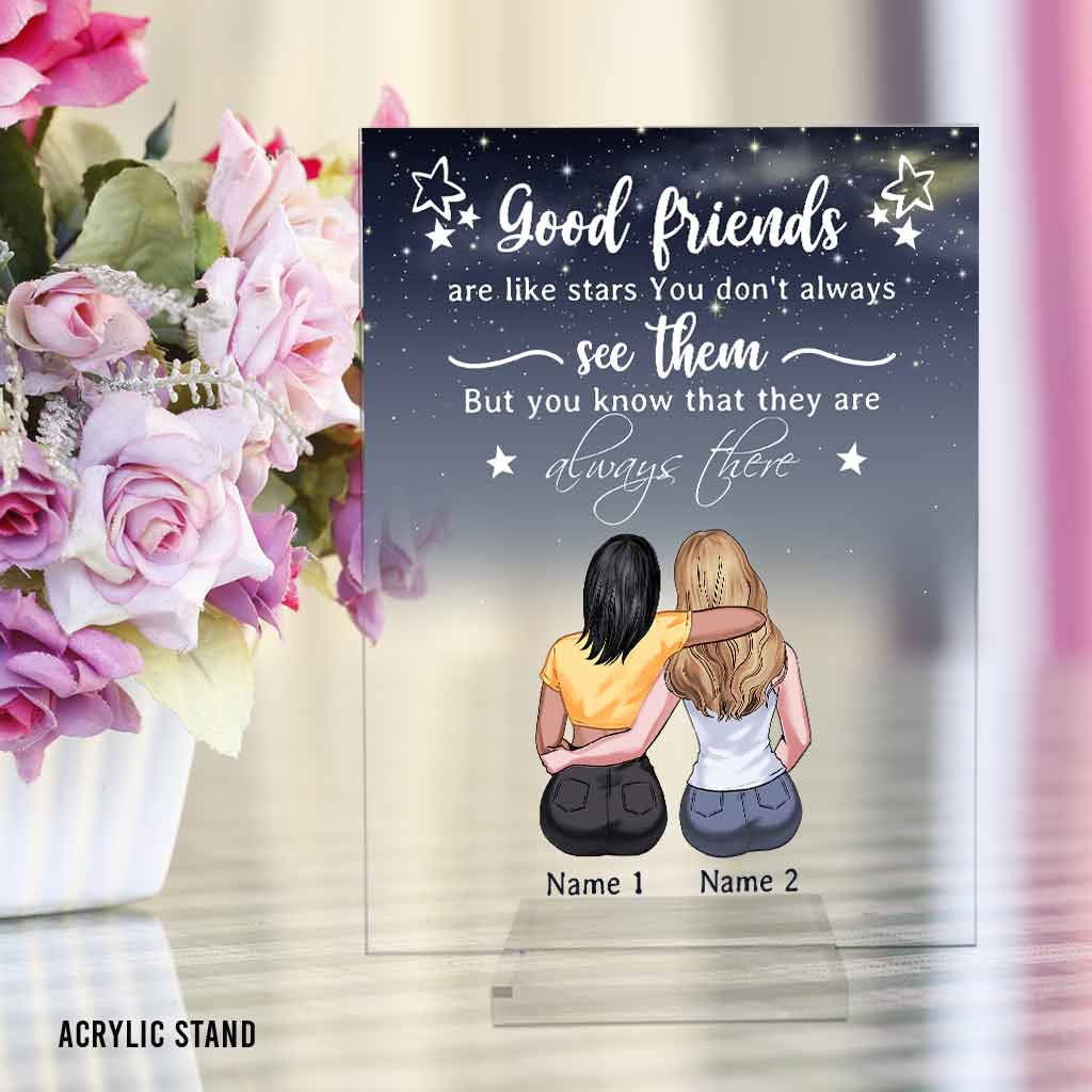 Les bonnes amies sont comme des étoiles - Plaque acrylique transparente personnalisée « Meilleure amie »
