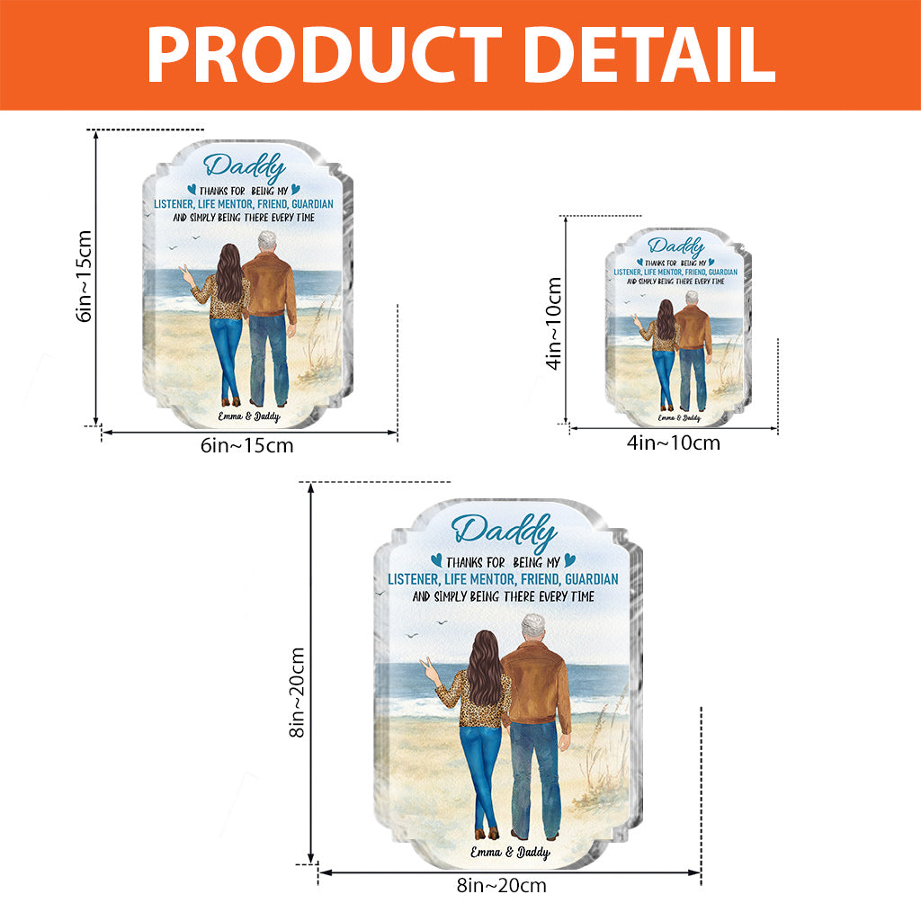 Père et fille - Plaque acrylique personnalisée pour père, en forme de carte de naissance