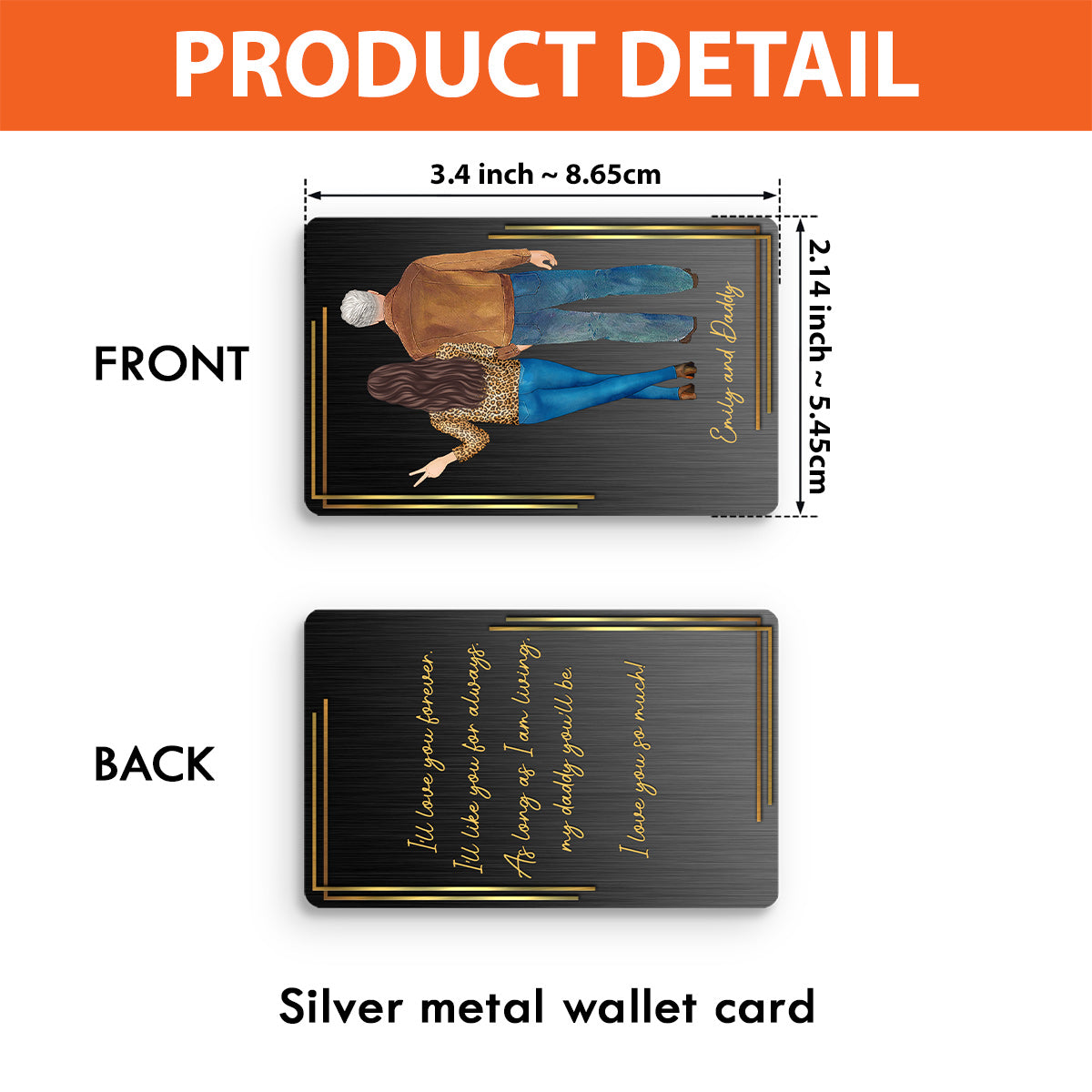 Je t'aimerai toujours - Carte personnalisée pour portefeuille papa