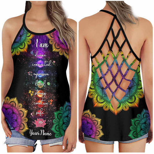 Je suis - Débardeur de yoga personnalisé avec croix