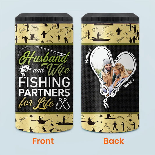 Glacière personnalisée pour canettes de pêche, motif mari et femme