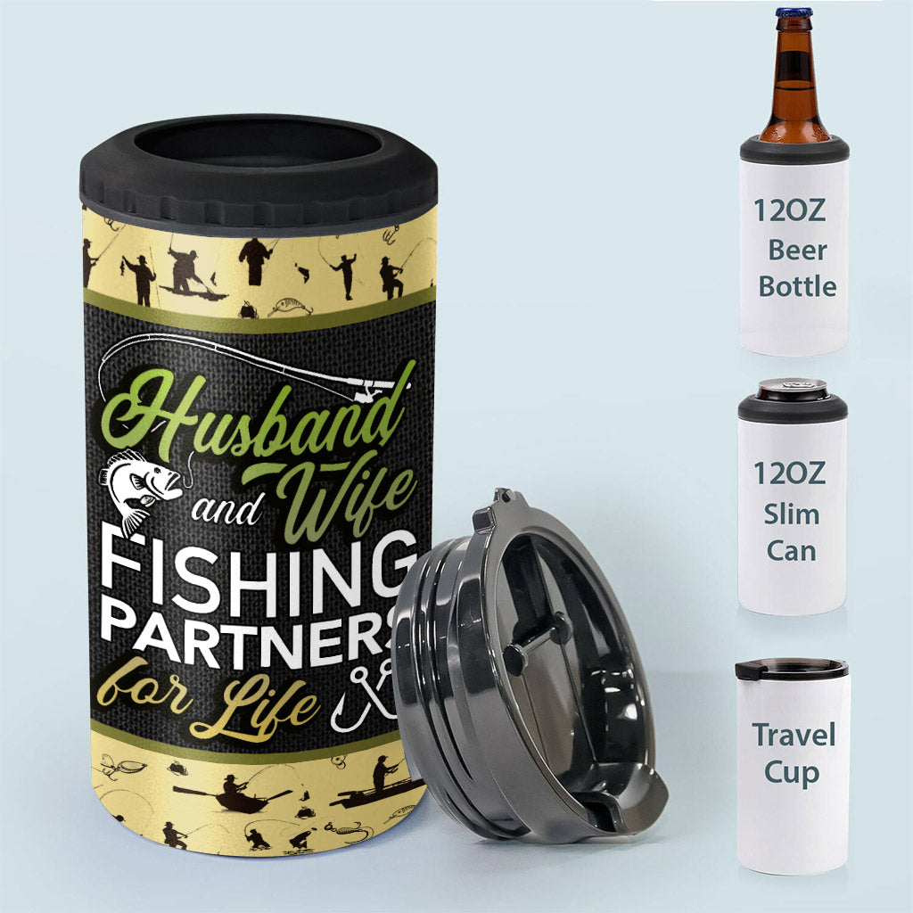 Glacière personnalisée pour canettes de pêche, motif mari et femme