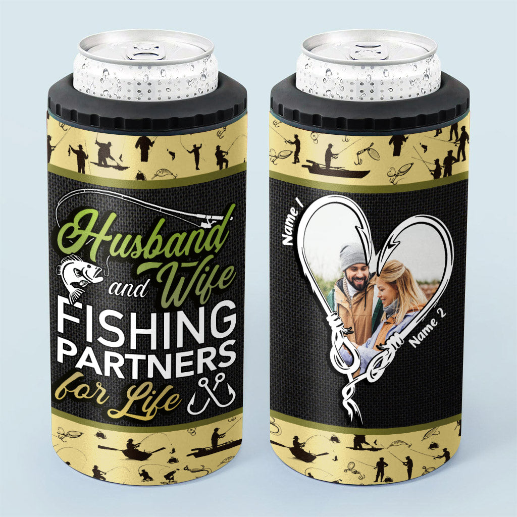 Glacière personnalisée pour canettes de pêche, motif mari et femme
