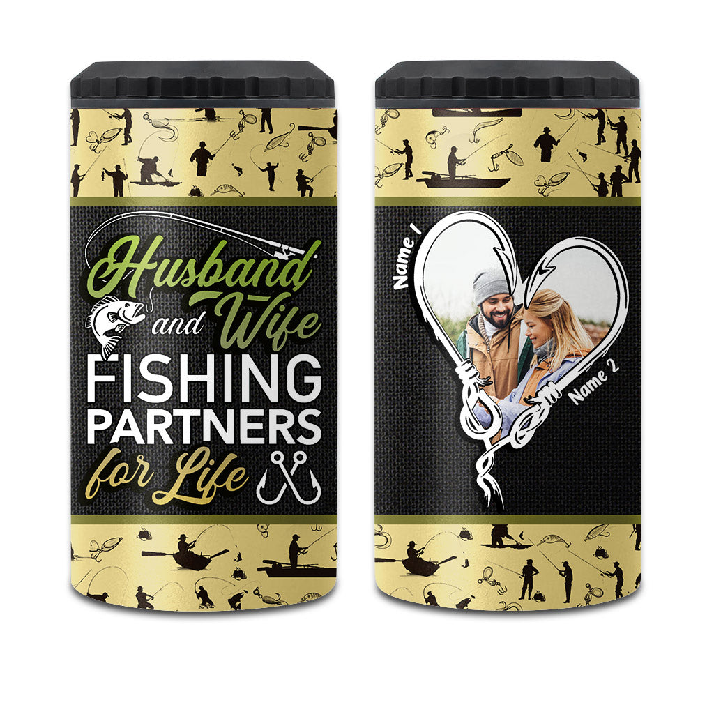 Glacière personnalisée pour canettes de pêche, motif mari et femme
