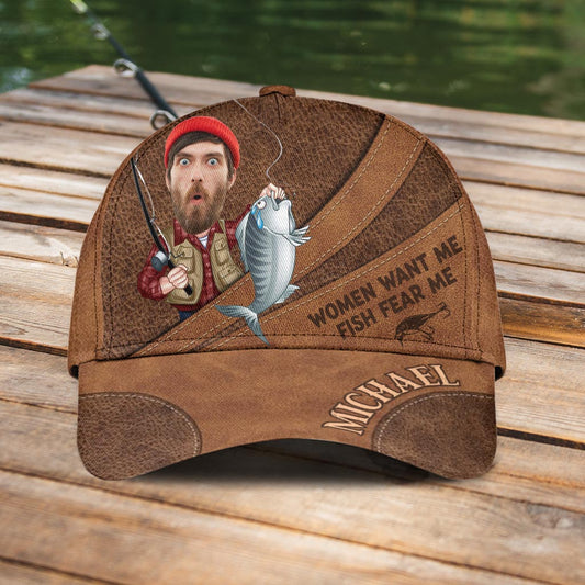 Casquette de pêche classique personnalisée : femme me désire, poisson me craint