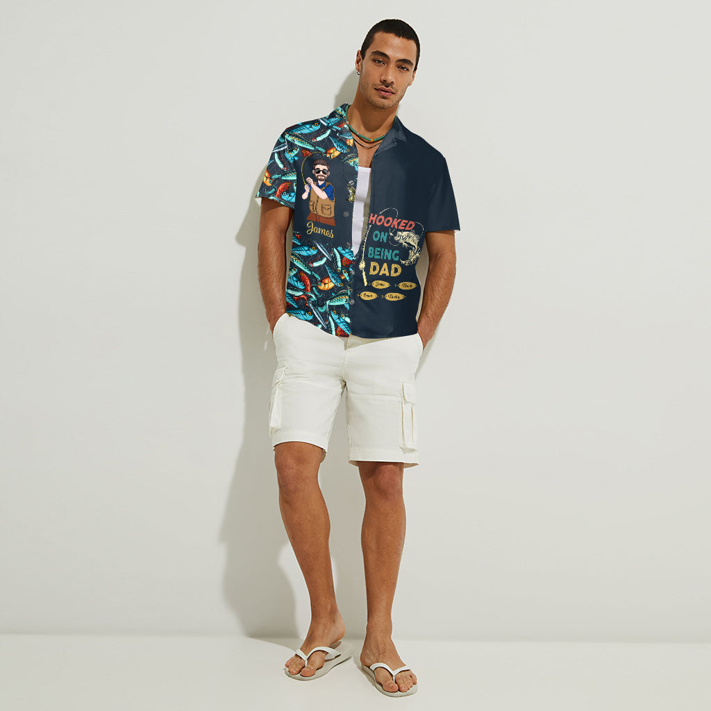 Accro à la paternité - Cadeau de pêche pour papa, grand-père, lui, mari - Chemise hawaïenne personnalisée