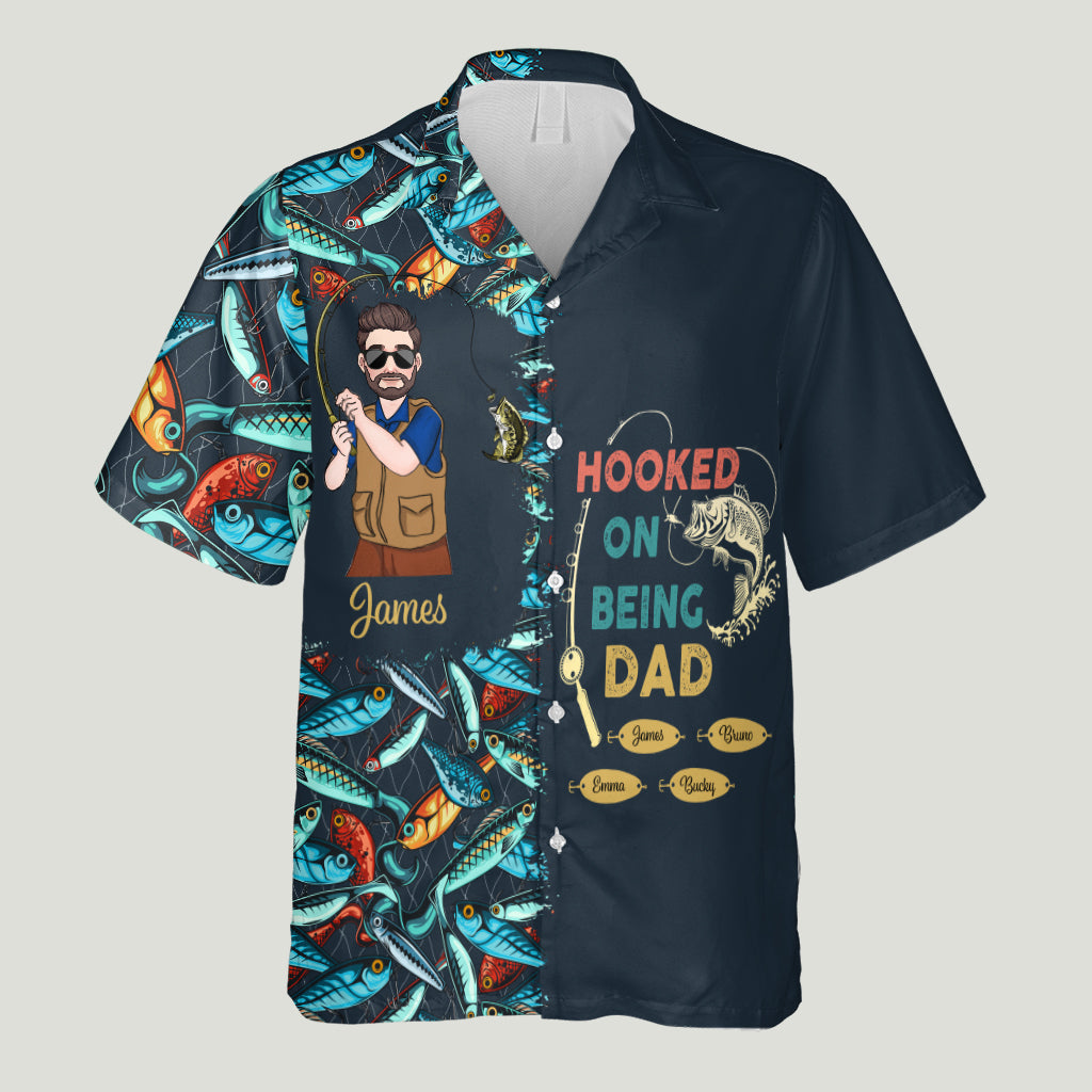 Accro à la paternité - Cadeau de pêche pour papa, grand-père, lui, mari - Chemise hawaïenne personnalisée