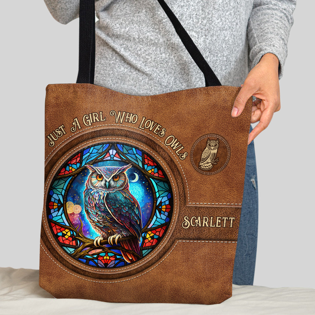 Magnifique vitrail hibou et lune - Sac fourre-tout hibou personnalisé