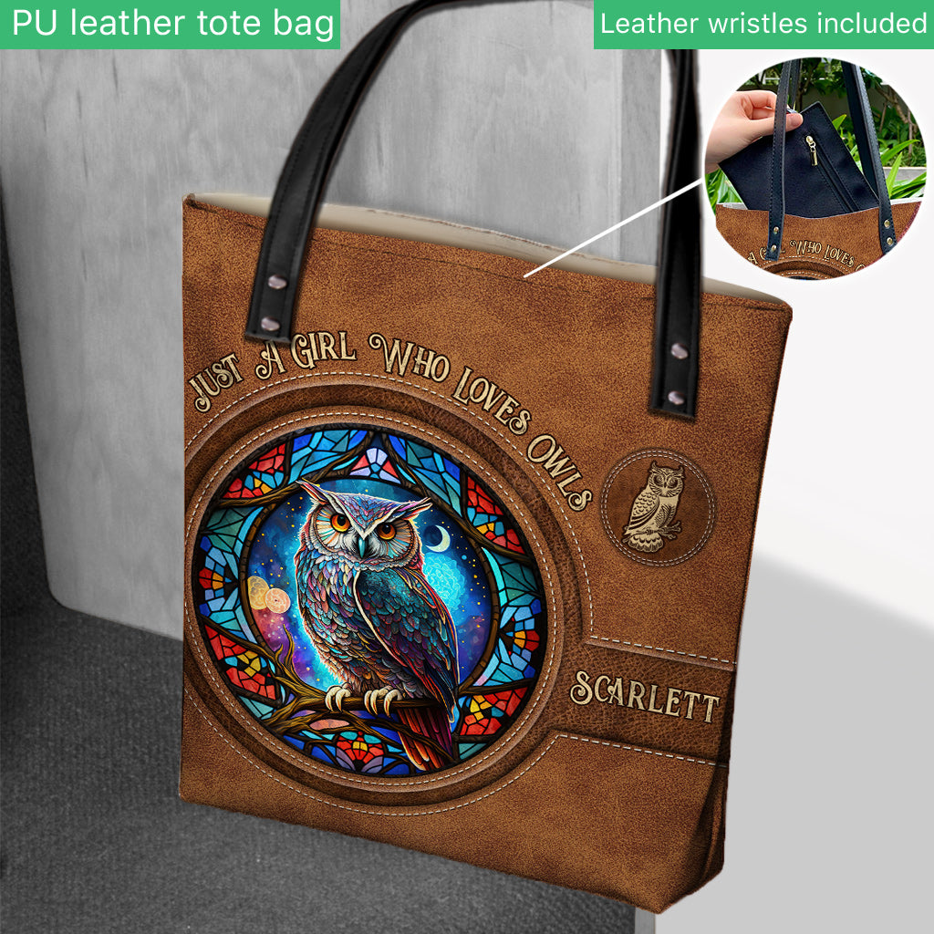Magnifique vitrail hibou et lune - Sac fourre-tout hibou personnalisé