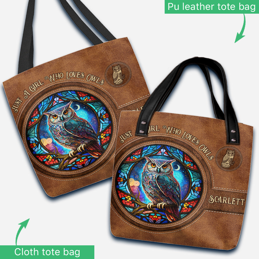 Magnifique vitrail hibou et lune - Sac fourre-tout hibou personnalisé