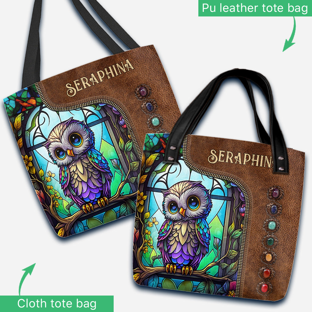 Sac fourre-tout personnalisé hibou en vitrail mignon