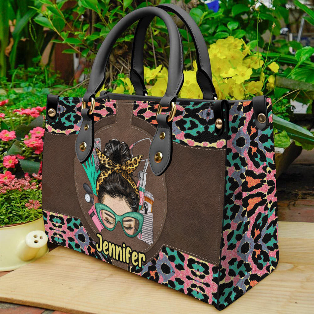 Vie d'infirmière - Sac à main en cuir personnalisé pour infirmière