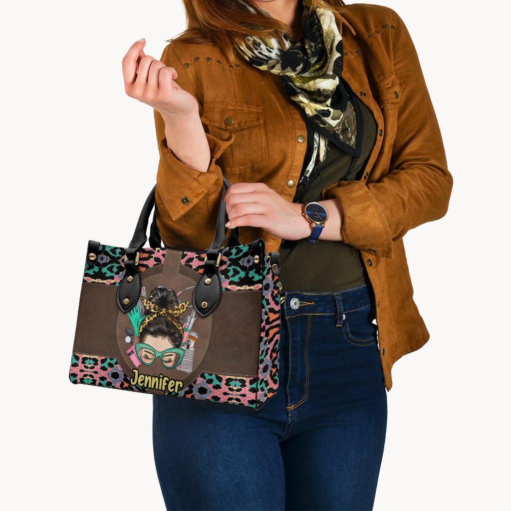 Vie d'infirmière - Sac à main en cuir personnalisé pour infirmière