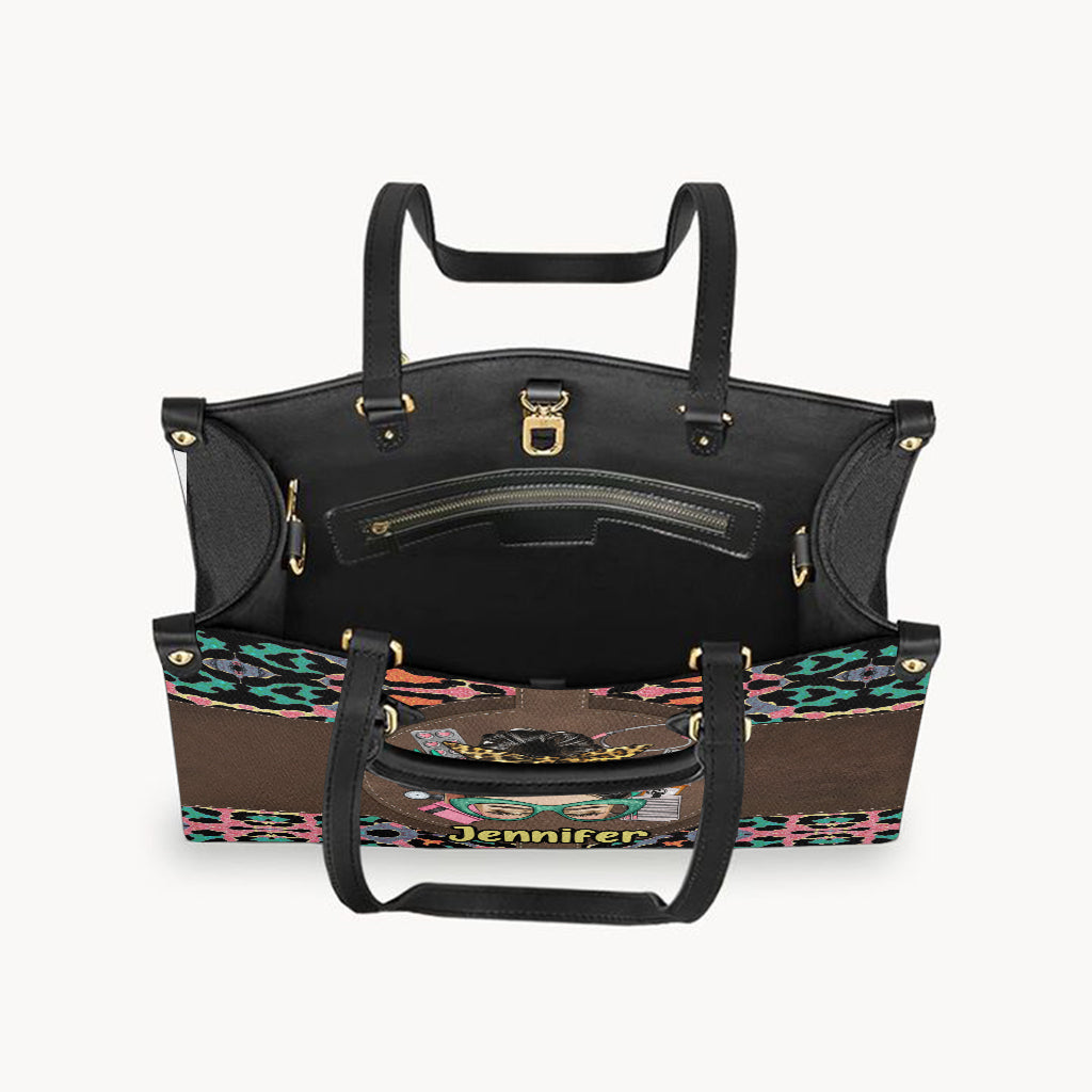 Vie d'infirmière - Sac à main en cuir personnalisé pour infirmière