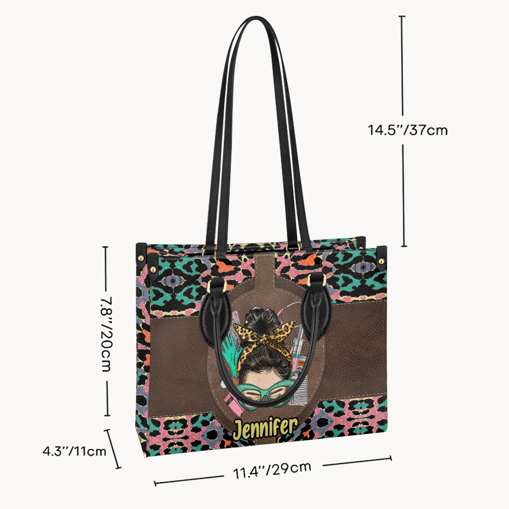 Vie d'infirmière - Sac à main en cuir personnalisé pour infirmière