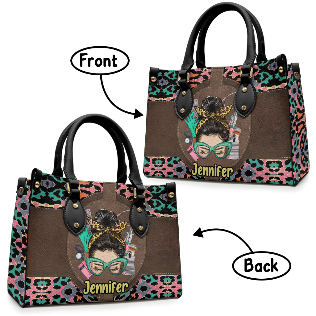 Vie d'infirmière - Sac à main en cuir personnalisé pour infirmière