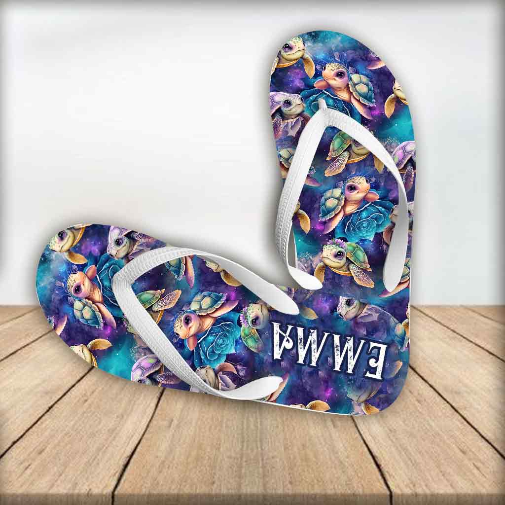 Adorables tongs tortues de mer Galaxy - Tongs tortues personnalisées