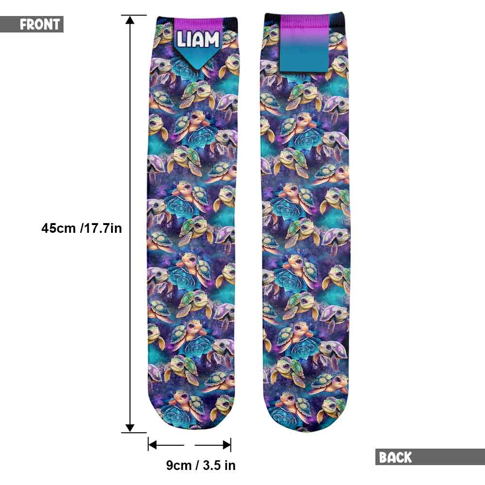 Cute Sea Turtle Galaxy - Personalized Turtle Socks