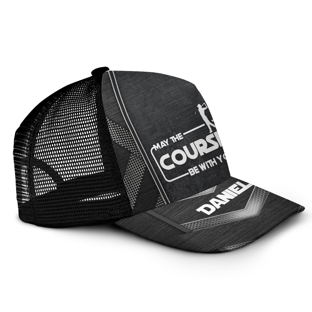 Que le parcours soit avec vous - Casquette de golf personnalisée (maille noire)