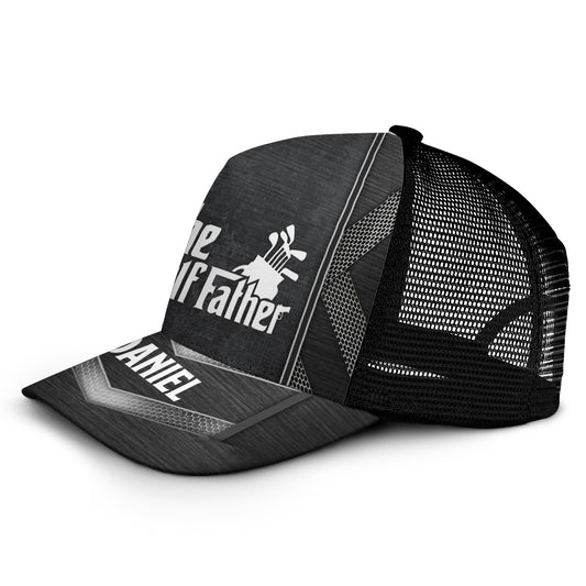 The Golf Father - Personalized Golf Trucker Hat (Black Mesh)
