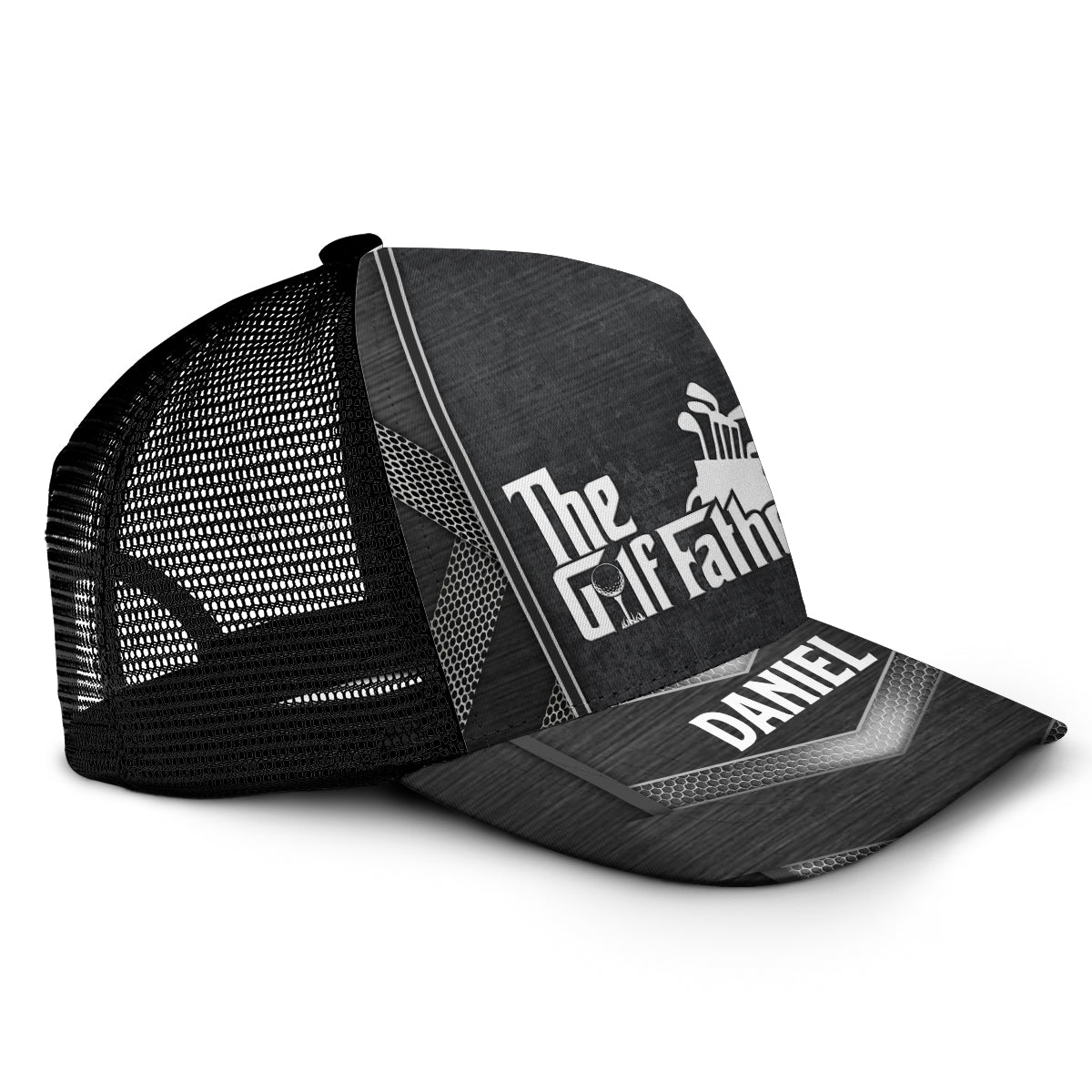The Golf Father - Personalized Golf Trucker Hat (Black Mesh)