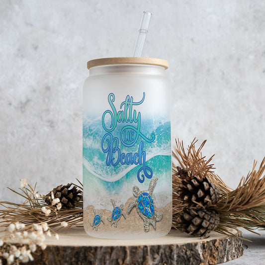 J'adore les tortues - Canette en verre personnalisée avec une tortue