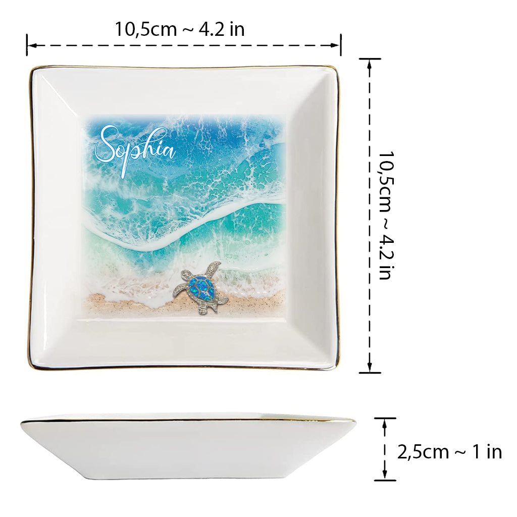 J'adore les tortues - Porte-bijoux personnalisé en forme de tortue