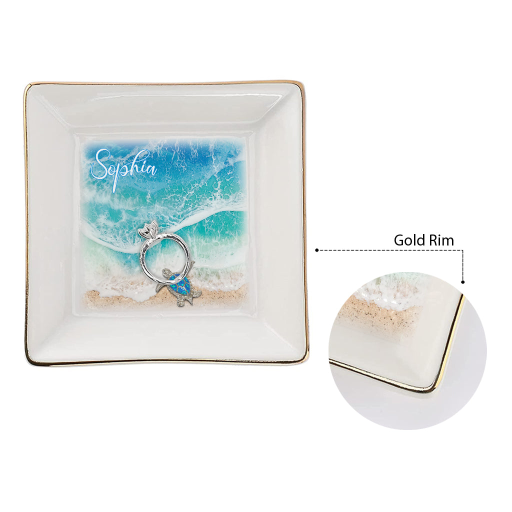 J'adore les tortues - Porte-bijoux personnalisé en forme de tortue