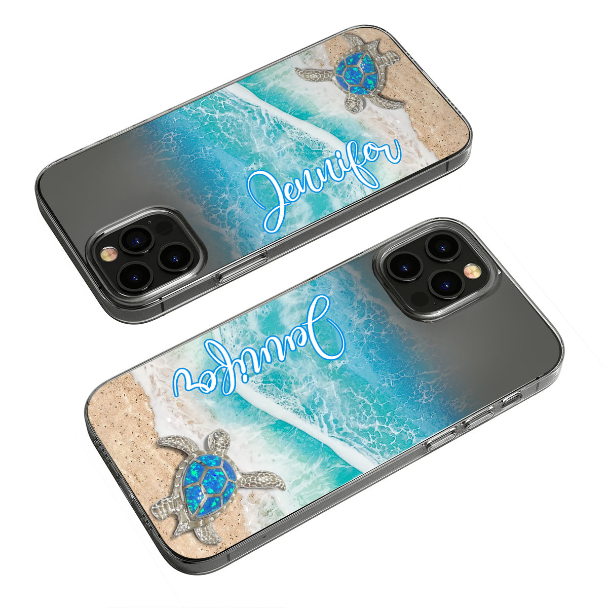 Coque de téléphone transparente personnalisée avec une tortue pour les amoureux des tortues