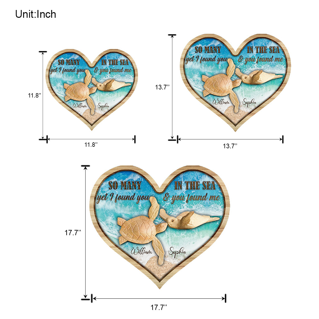 Tant de tortues dans la mer - Panneau en bois personnalisé « Tortue »