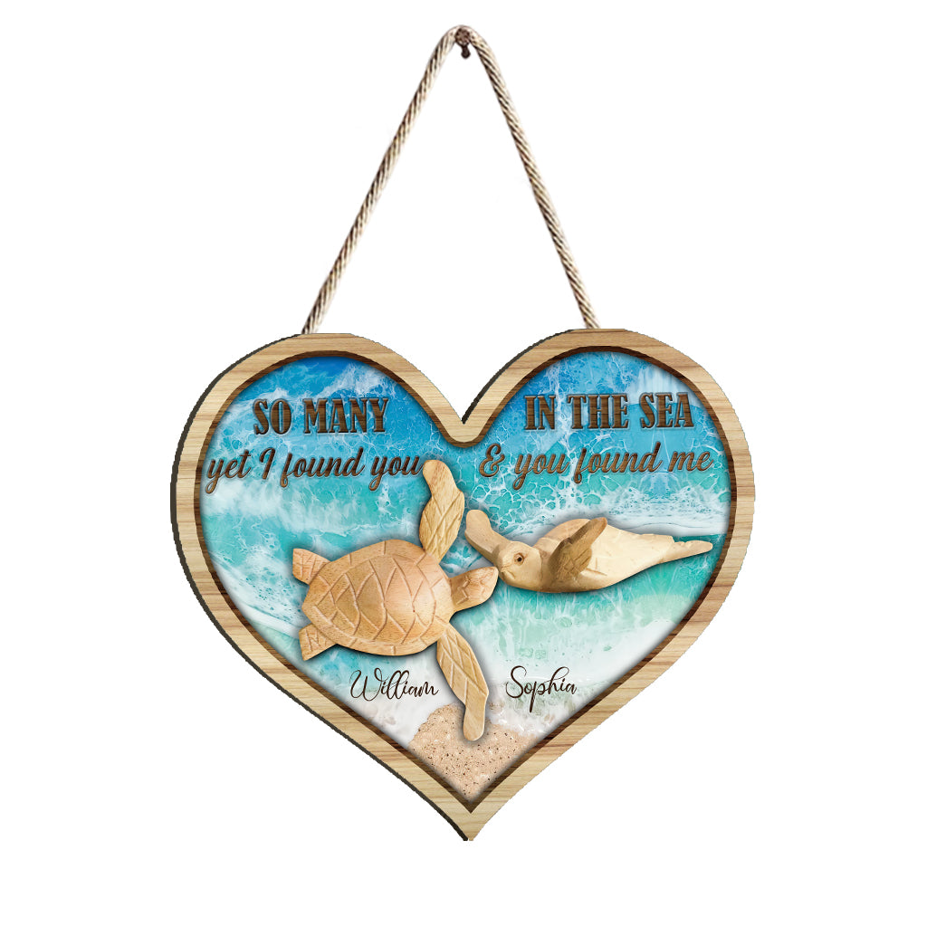 Tant de tortues dans la mer - Panneau en bois personnalisé « Tortue »