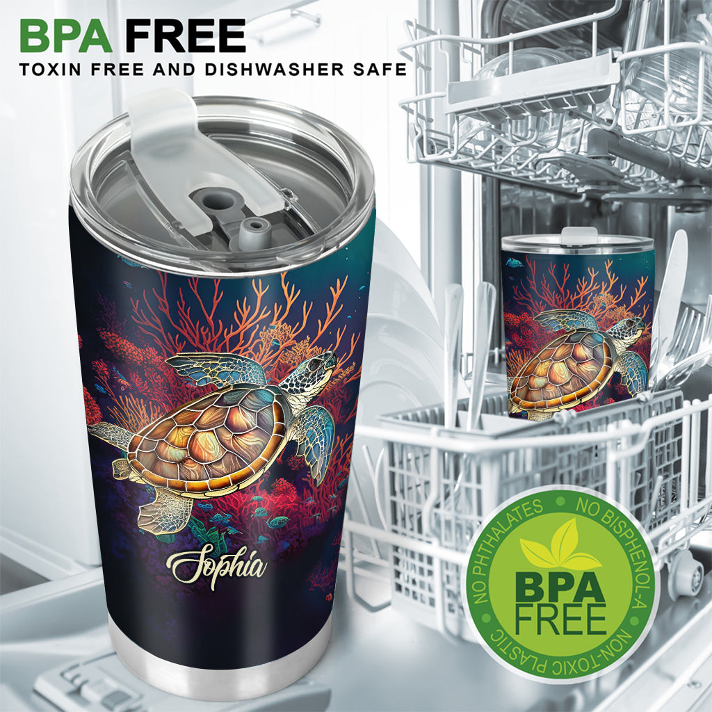 Tortue en vitrail - Gobelet personnalisé en forme de tortue