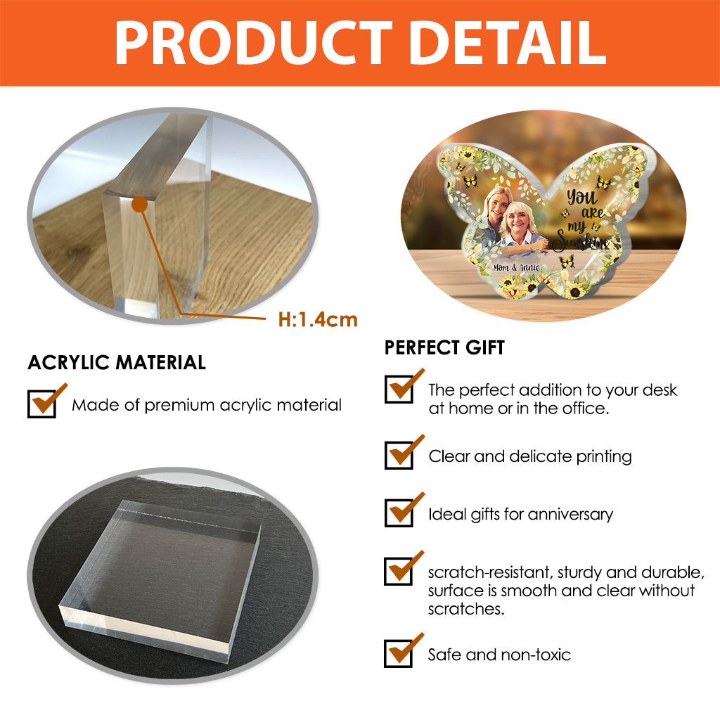 Tu es mon rayon de soleil - Plaque acrylique personnalisée pour maman
