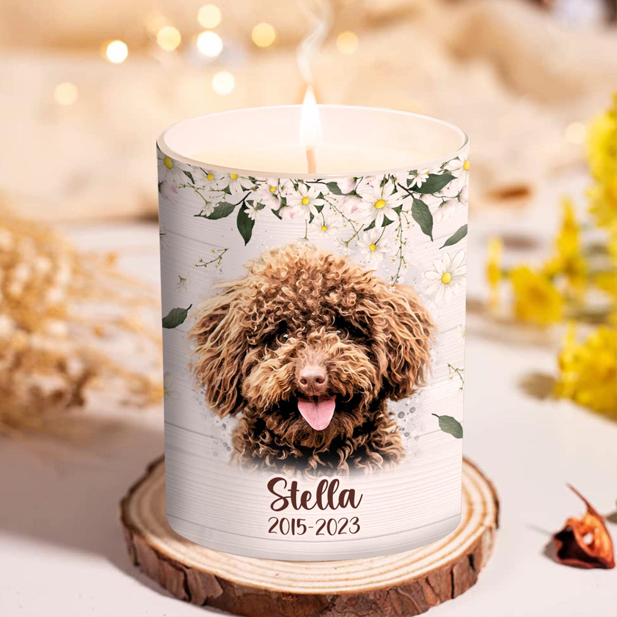 Allume cette bougie quand tu me manques - Cadeau pour les amoureux des chiens et des chats disparus - Bougie personnalisée avec couvercle en bois