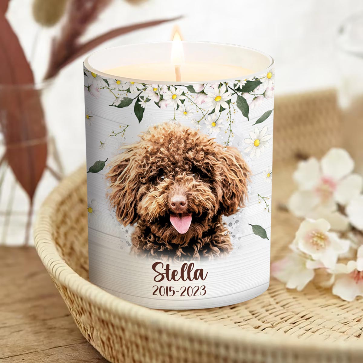 Allume cette bougie quand tu me manques - Cadeau pour les amoureux des chiens et des chats disparus - Bougie personnalisée avec couvercle en bois